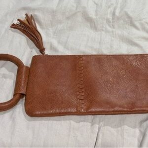 Brown Leather Clutch with Tassel